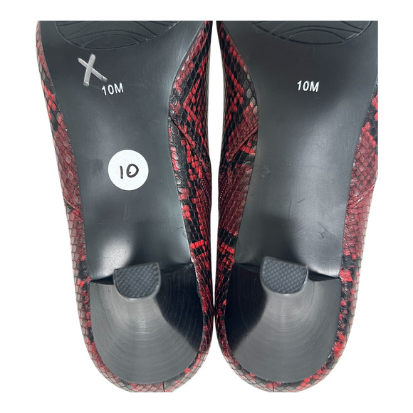 Amelia Grace Nadita Booties Faux Snakeskin Red Heeled Ankle Boot Womens Size 10M - Picture 7 of 8